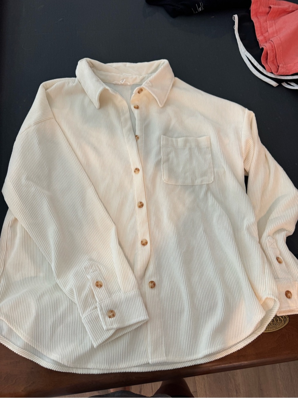 Blu Pepper Cream Corduroy Button-Down Shirt